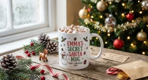 Festive personalised Christmas mug, perfect Secret Santa present under £15 limit