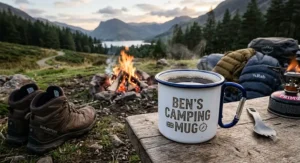 Personalised enamel mug for outdoor camping and hiking, durable personalized drinkware under £15