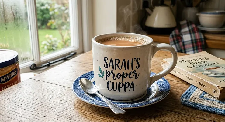 Personalised ceramic mug for a proper British cuppa tea, priced under £15, personalised mugs under £15