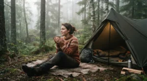 Enjoying a hot brew outdoors from the best colour changing mugs during a weekend camping trip