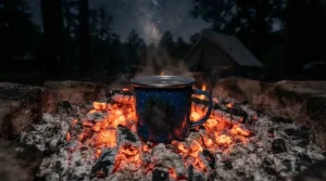Testing the fire safe camping mug capabilities of the best enamel mug for campfire