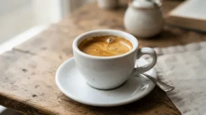 Close-up of rich golden crema inside one of the best espresso cups after a fresh brew
