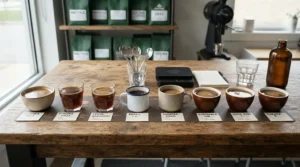 Side by side testing setup comparing different styles of the best espresso cups