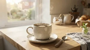An amusing hot beverage cup with a cheeky British quote, showcasing affordable funny mugs under £10