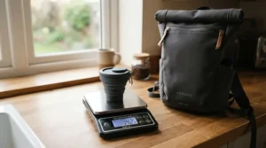 Weighing a featherlight pack-flat hiking cup among collapsible mugs for hiking