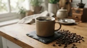 Engraved coffee mug for him filled with dark roast coffee