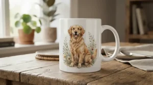 Personalised picture mug printed with a cute dog photo for fast next day delivery