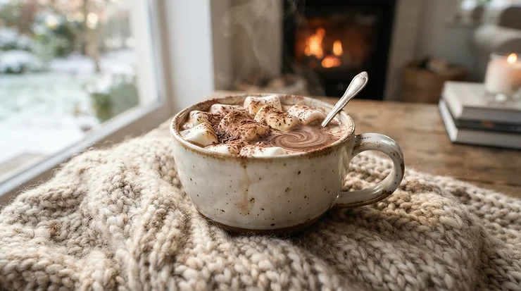 Husband engraved mug for him filled with hot chocolate and marshmallows
