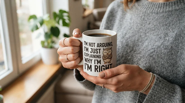 A humorous ceramic cup selected as one of the best novelty mugs for Secret Santa.