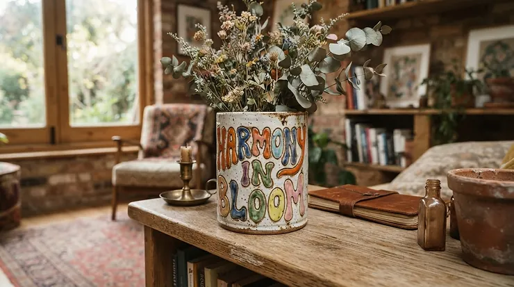 Personalised name mug decorated with a groovy 1970s retro font style
