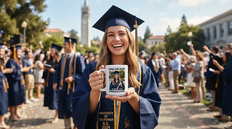 Graduation memory printed on a custom photo mug ready for next day delivery