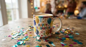 Birthday gift idea featuring a custom photo mug ordered for next day delivery in the UK